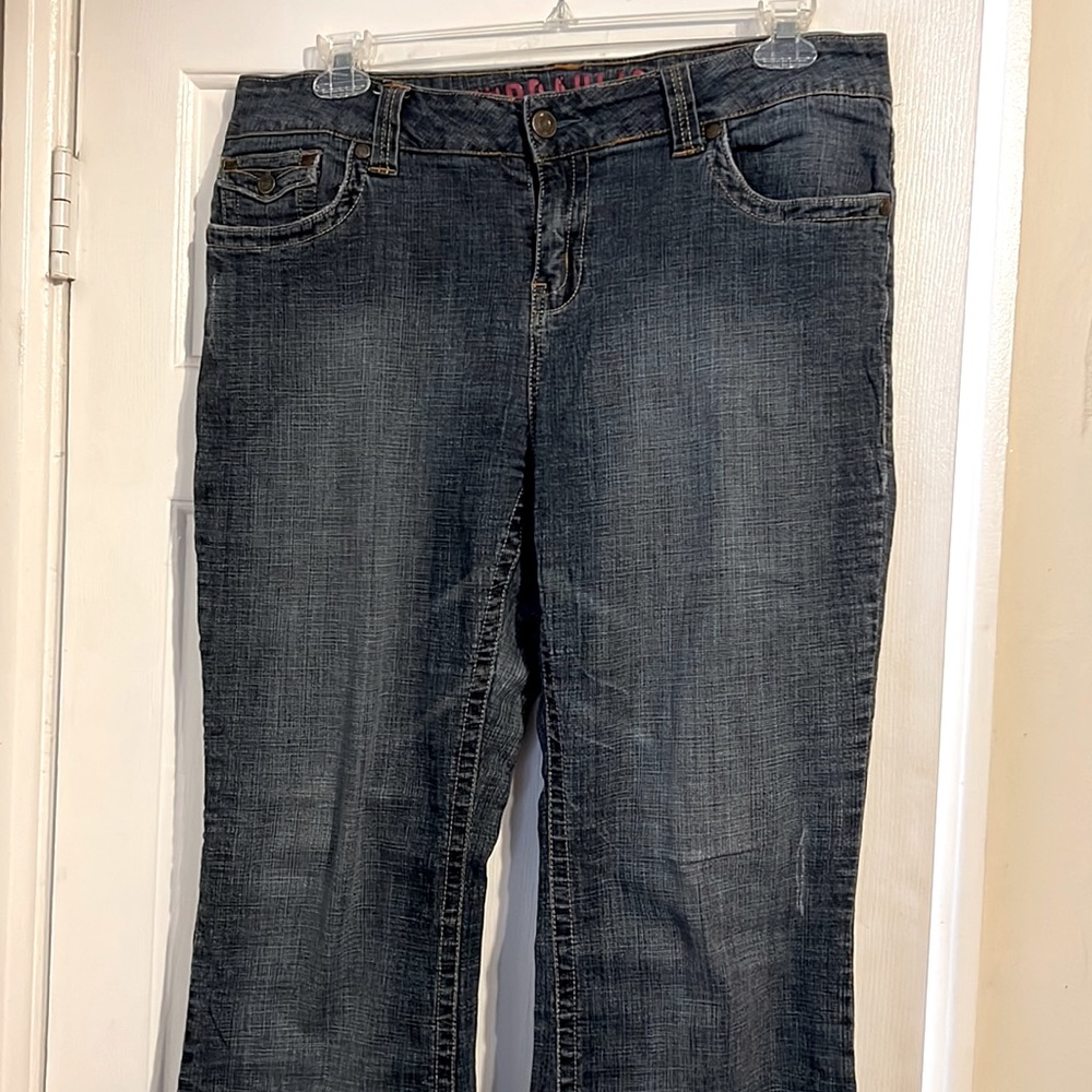 Boot cut jeans.